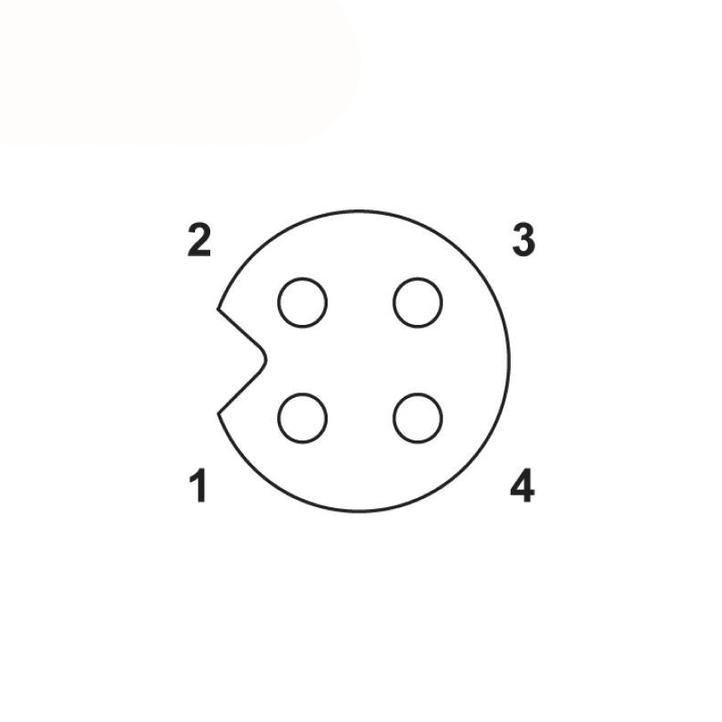 M5 4pins A code male straight to female right angle cable,unshielded,PVC,-40°C~+105°C,26AWG 0.14mm²,brass with nickel plated screw